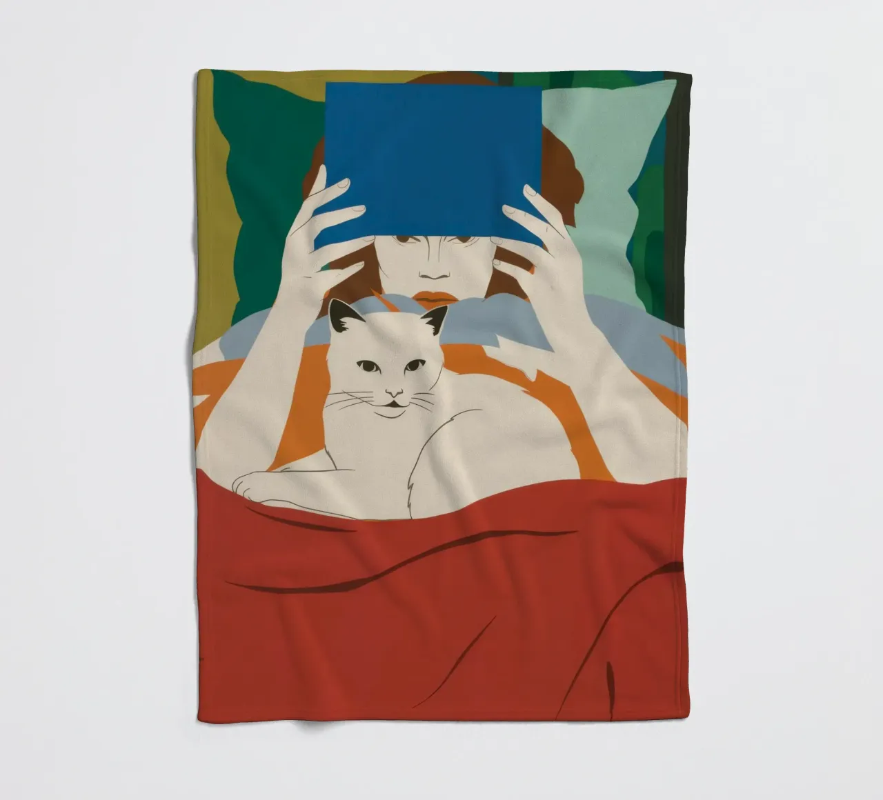 Leggere con un gatto coperta in pile da Lune Dreams