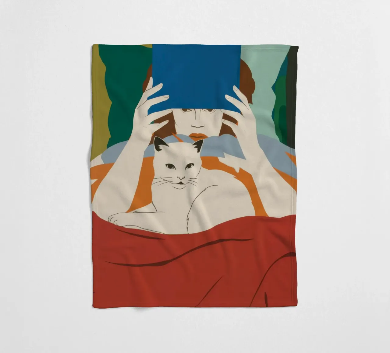 Leggere con un gatto coperta in pile da Lune Dreams