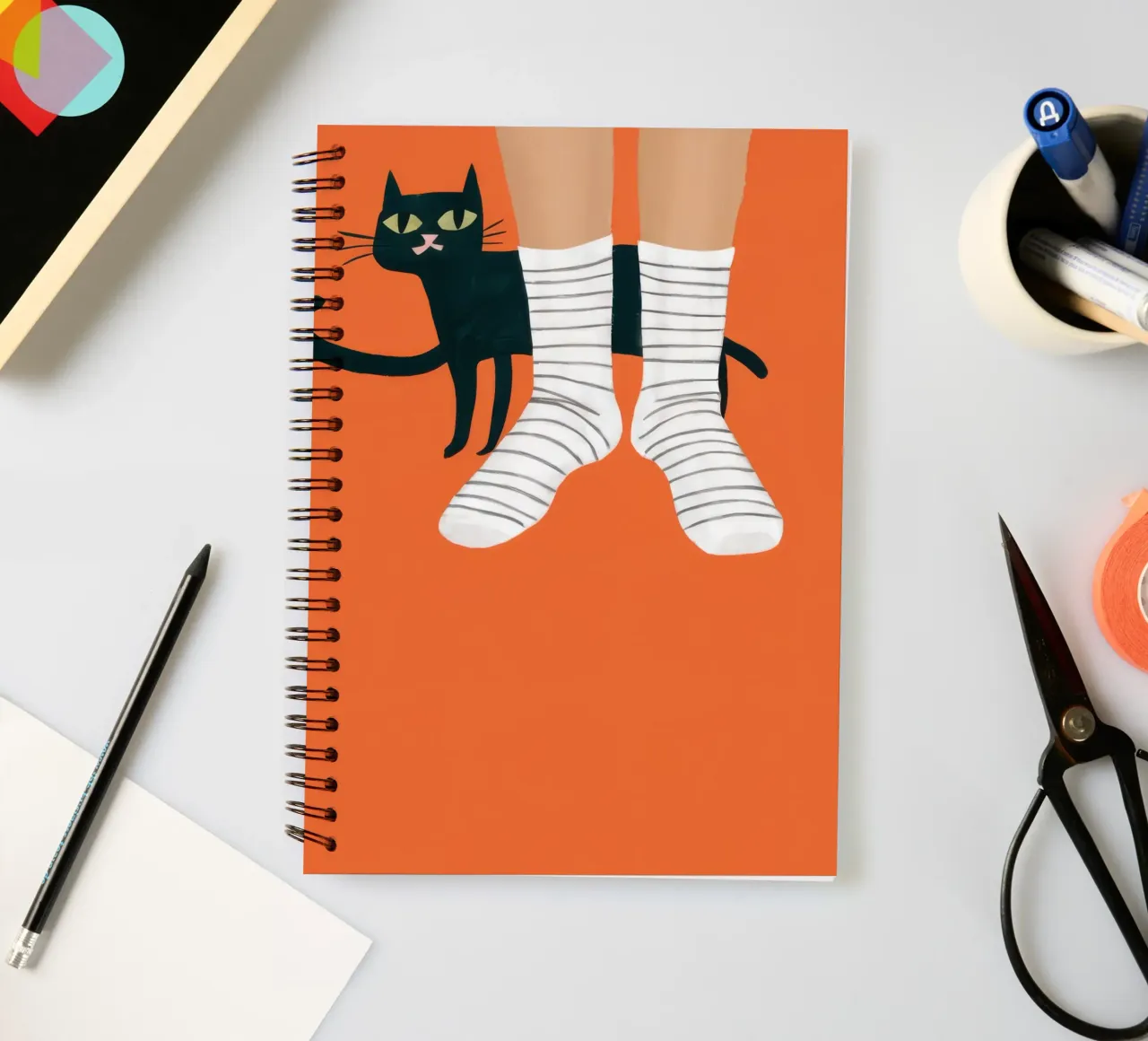 Feline Sock Antics spiral notebook by Lune Dreams