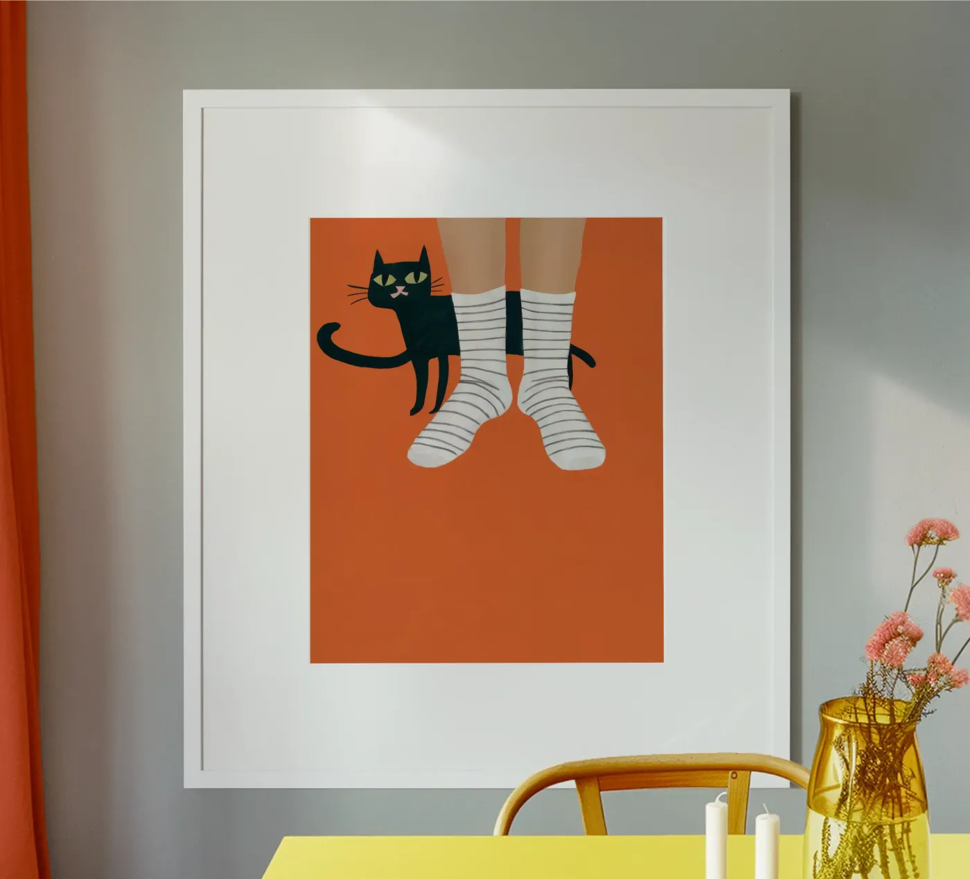 Feline Sock Antics poster by Lune Dreams