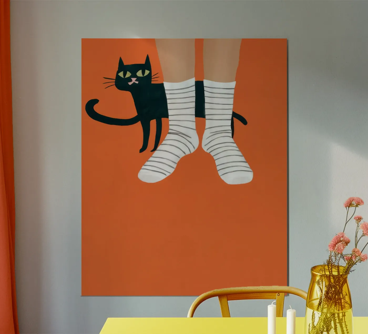 Feline Sock Antics poster by Lune Dreams