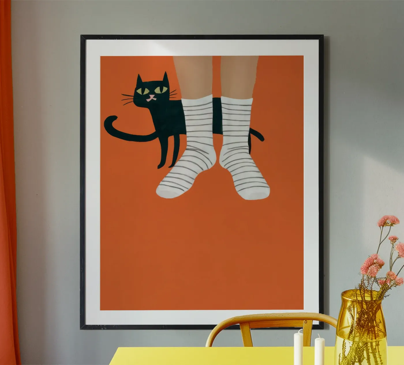 Feline Sock Antics poster by Lune Dreams