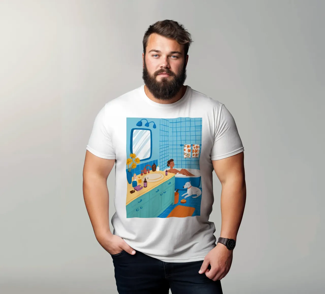 Cat in the Bath t-shirt by Lune Dreams