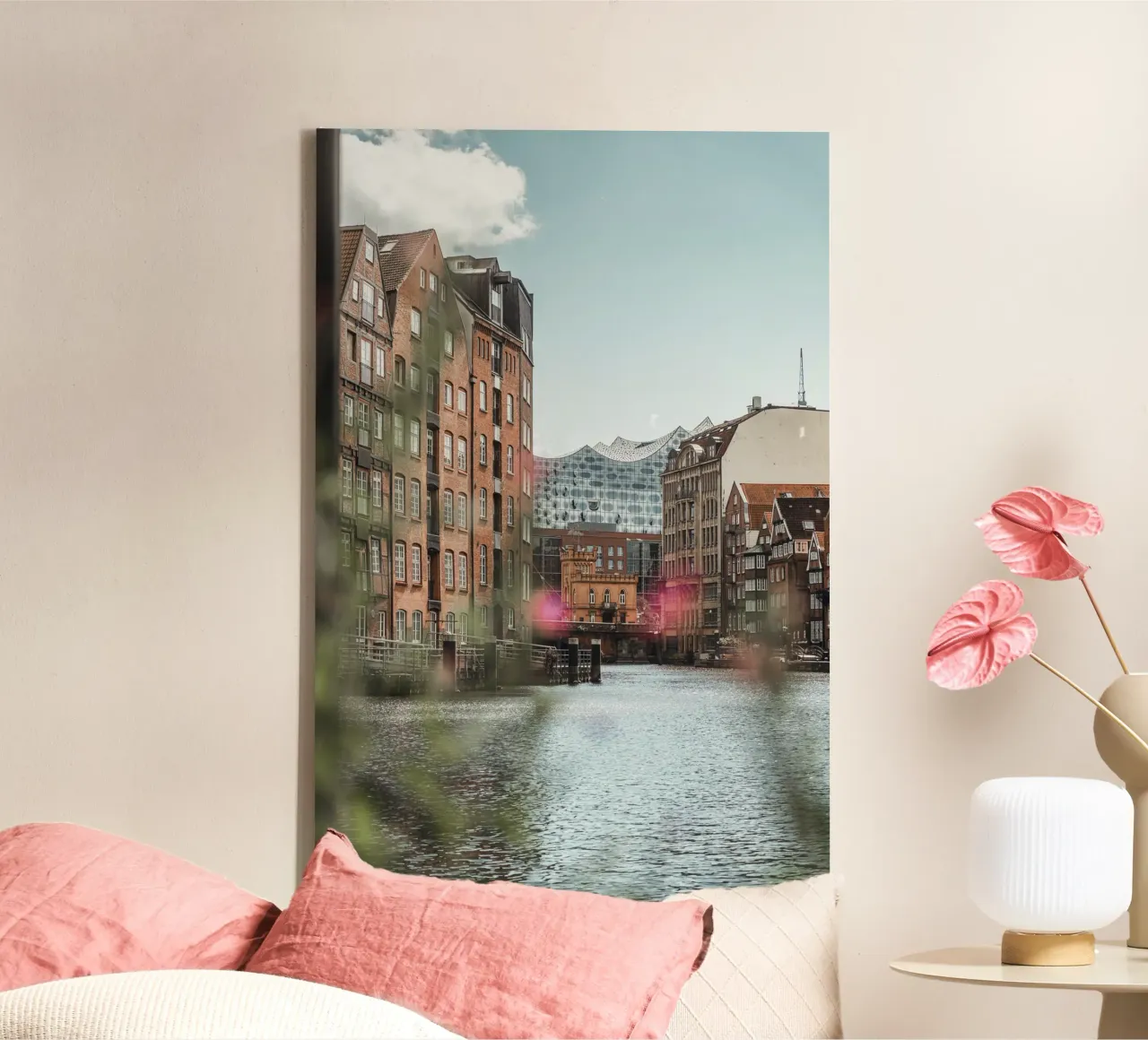 Hamburg - View of the Elbphilharmonie from Speicherstadt canvas by Bold and Retro