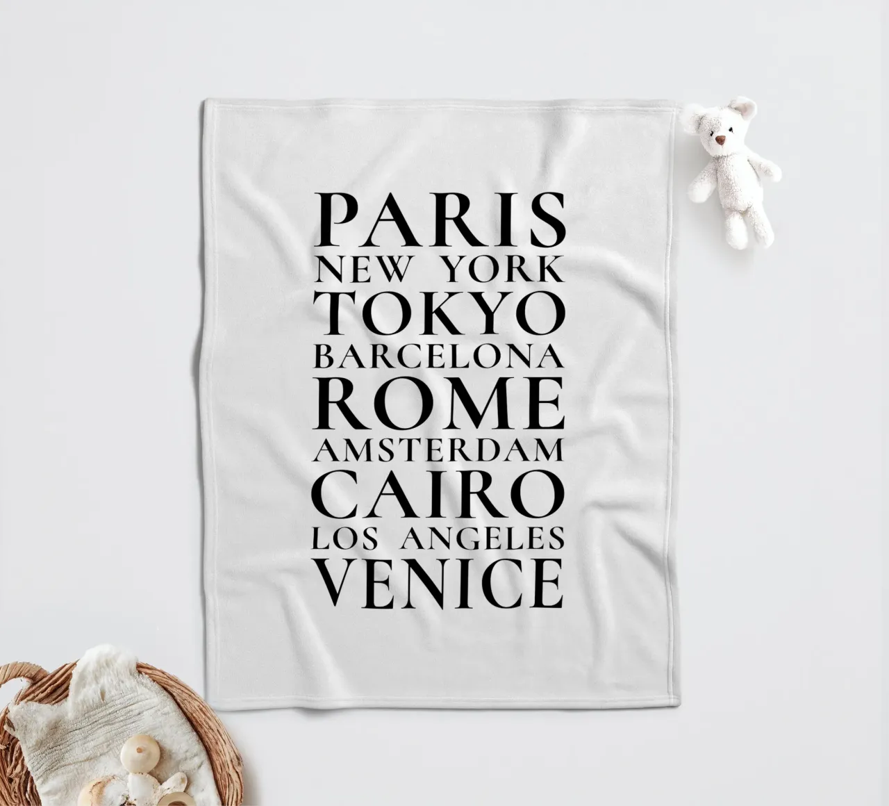 Metropolises - Cities of the world fleece blanket by Typo Designs