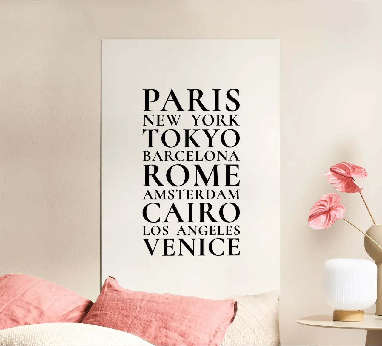 Metropoli - Città del mondo poster con telaio in alluminio da Typo Designs