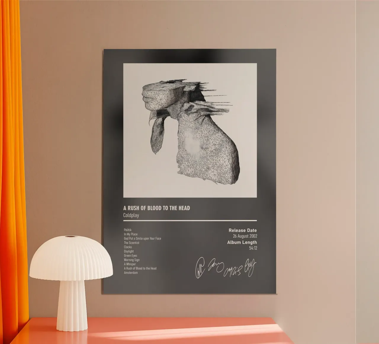 A Rush of Blood to the Head By Coldplay poster con telaio in plastica da DGUnder