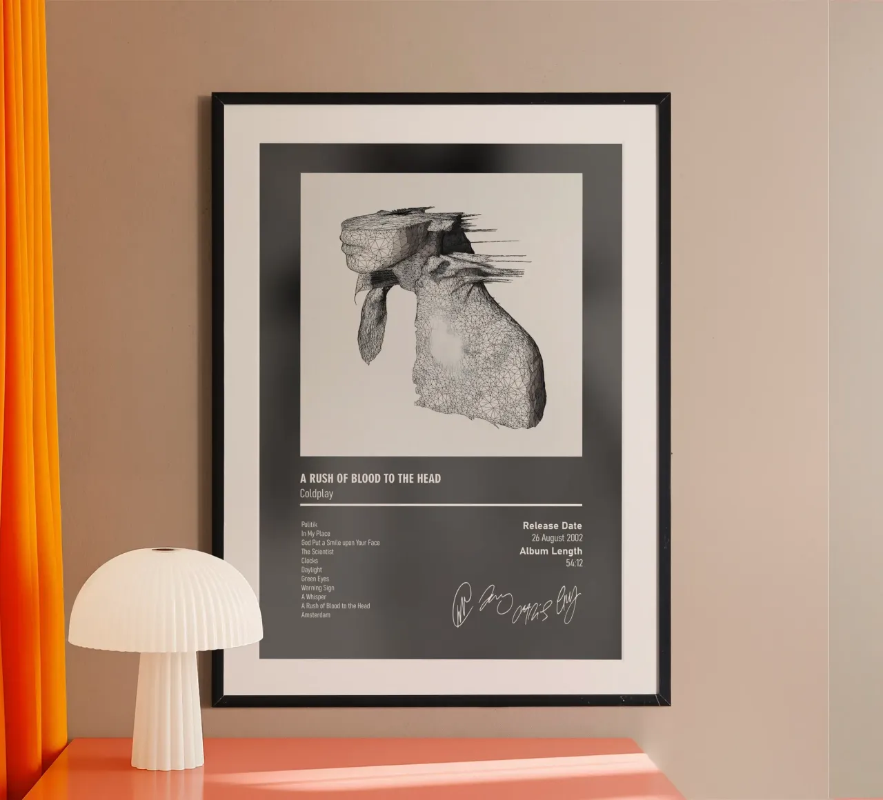 A Rush of Blood to the Head By Coldplay poster con telaio in plastica da DGUnder