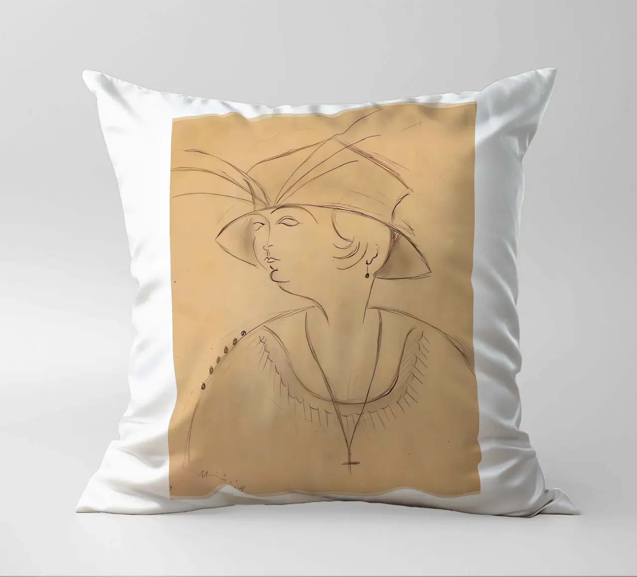 Signora con cappello cuscino da Narciso