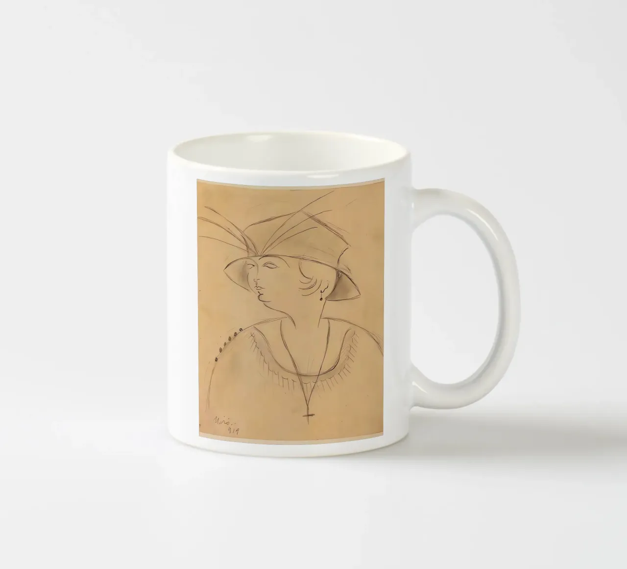 Signora con cappello tazza in ceramica da Narciso