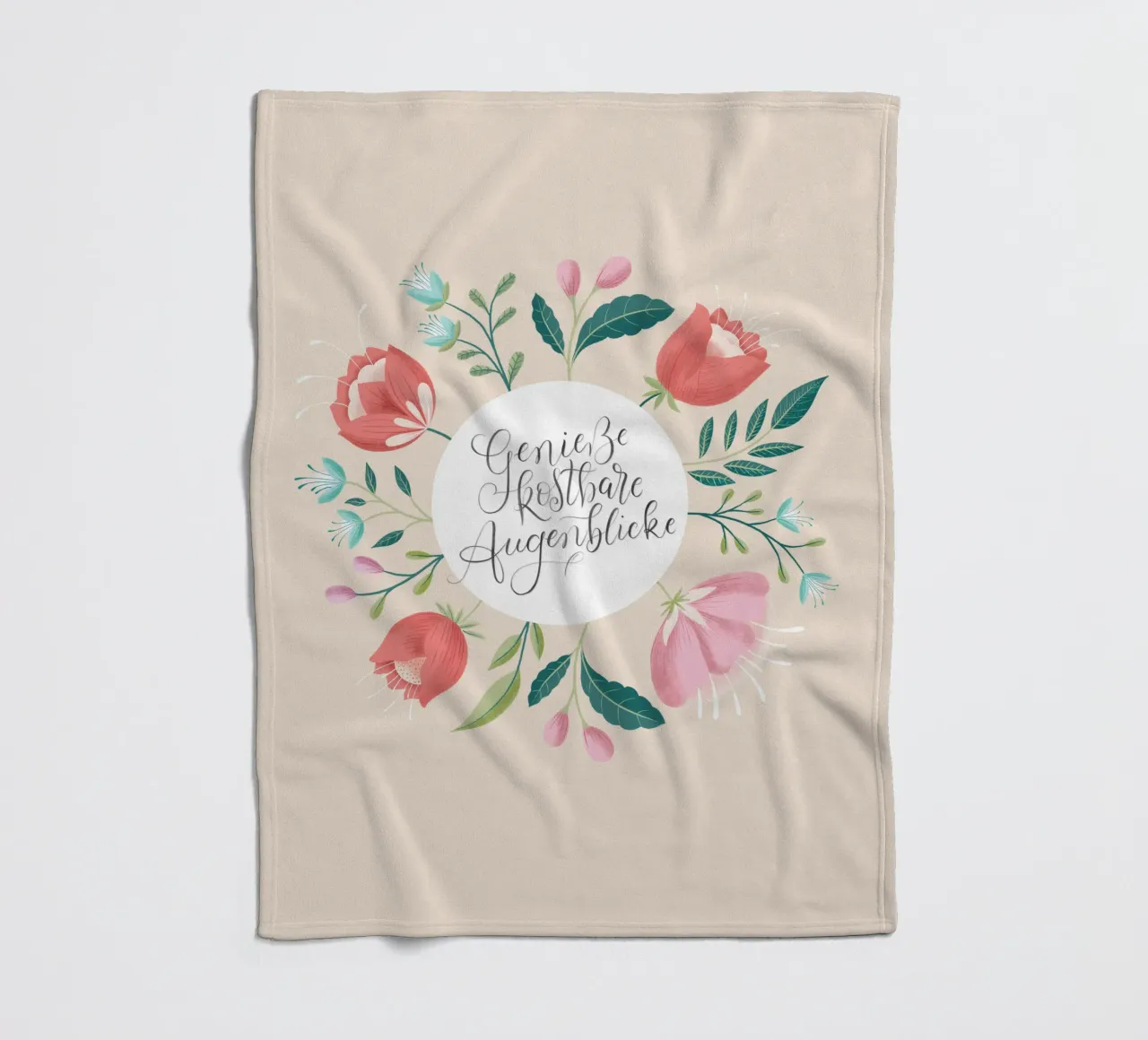 Genieße kostbare Augenblicke. Zauberhafte Blumen. Zitat. coperta in pile da CalliLetters