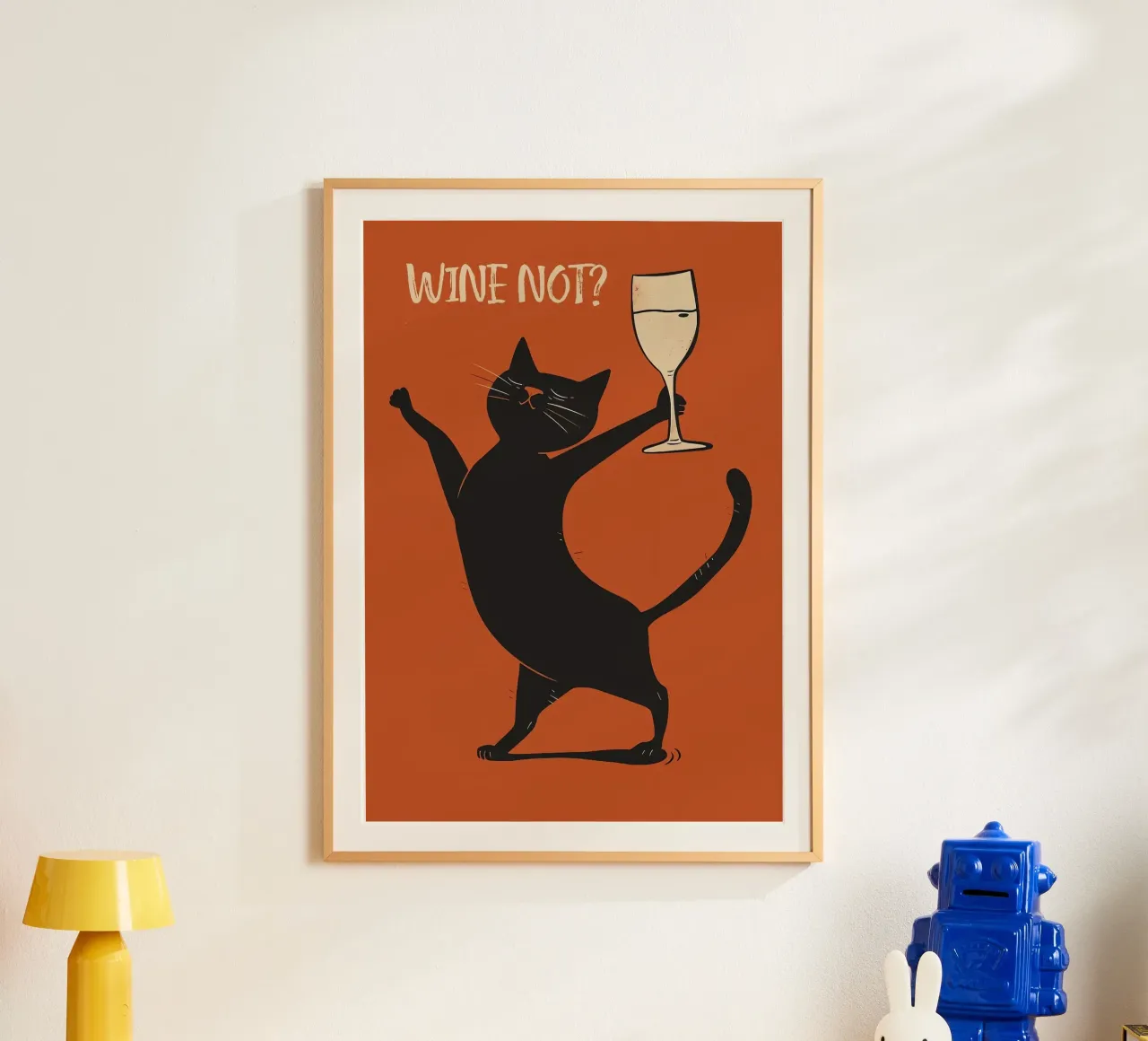 Wine Not poster avec cadre en plastique de Arjun