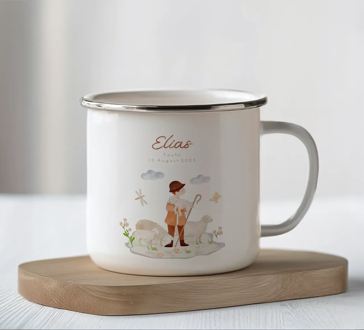 Hirte taza de esmalte de Kartenliebe