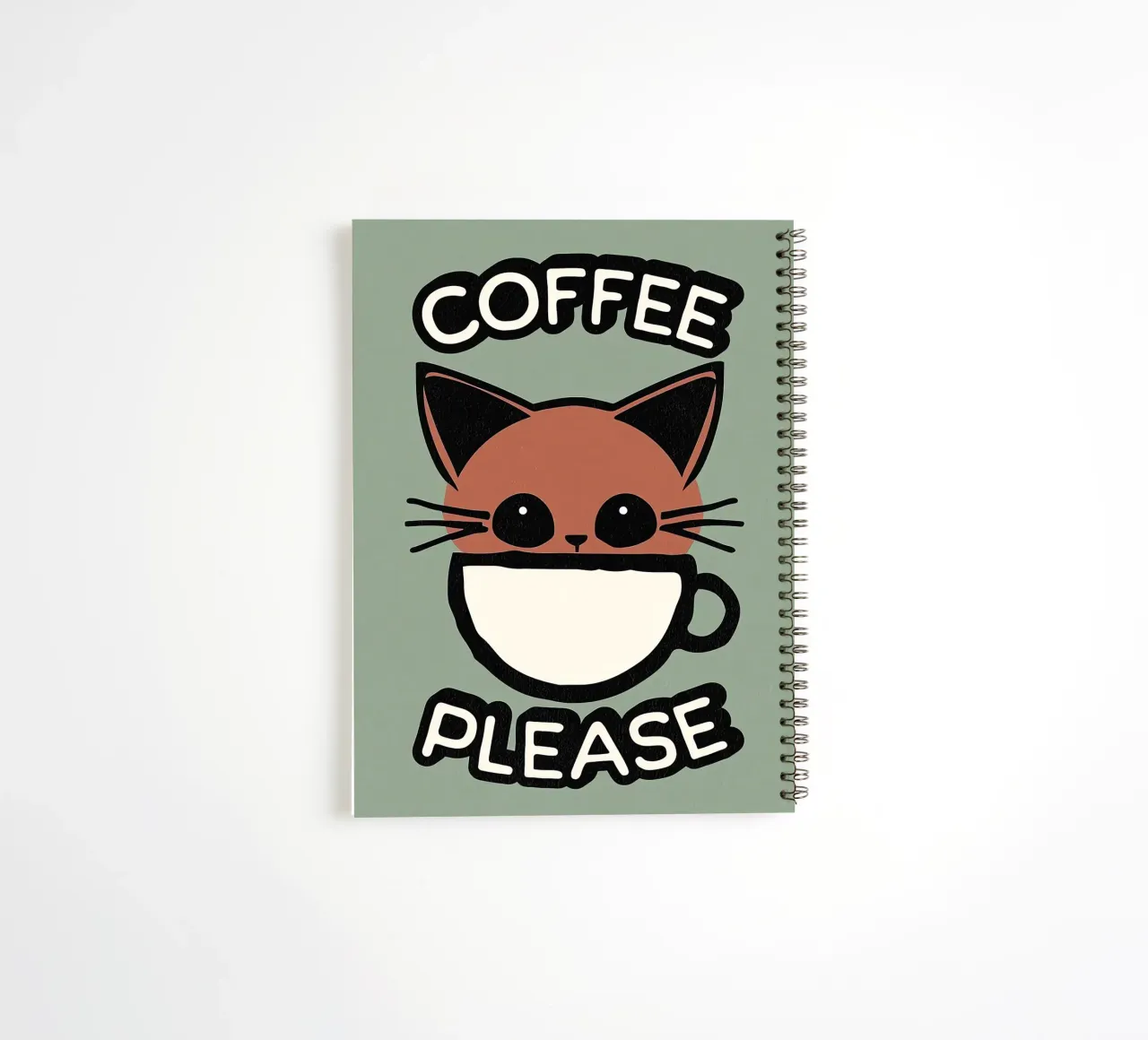 Cute Cat Coffee spiral notebook by Arjun