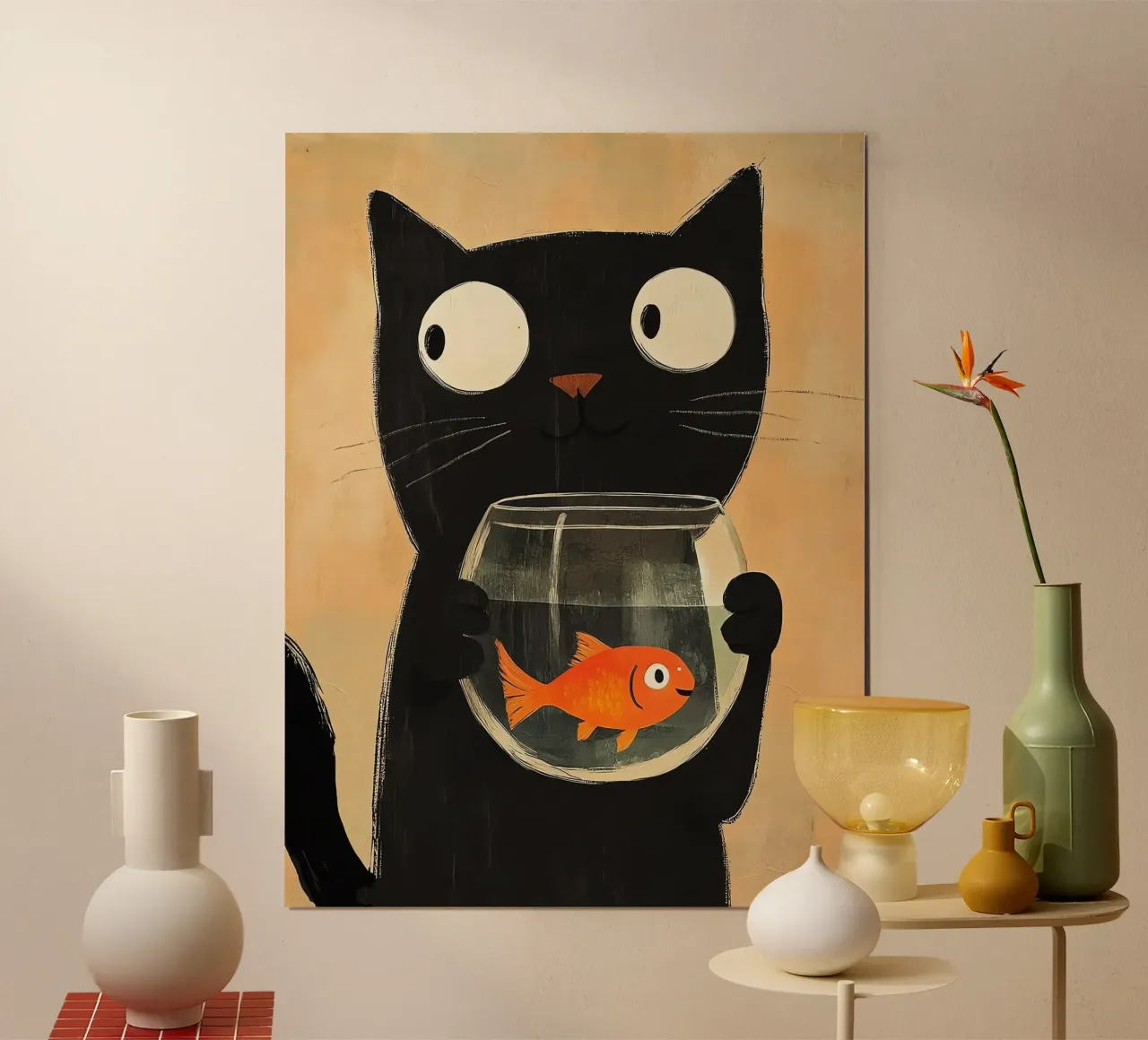 Gatto nero carino carta hahnemühle da Arjun