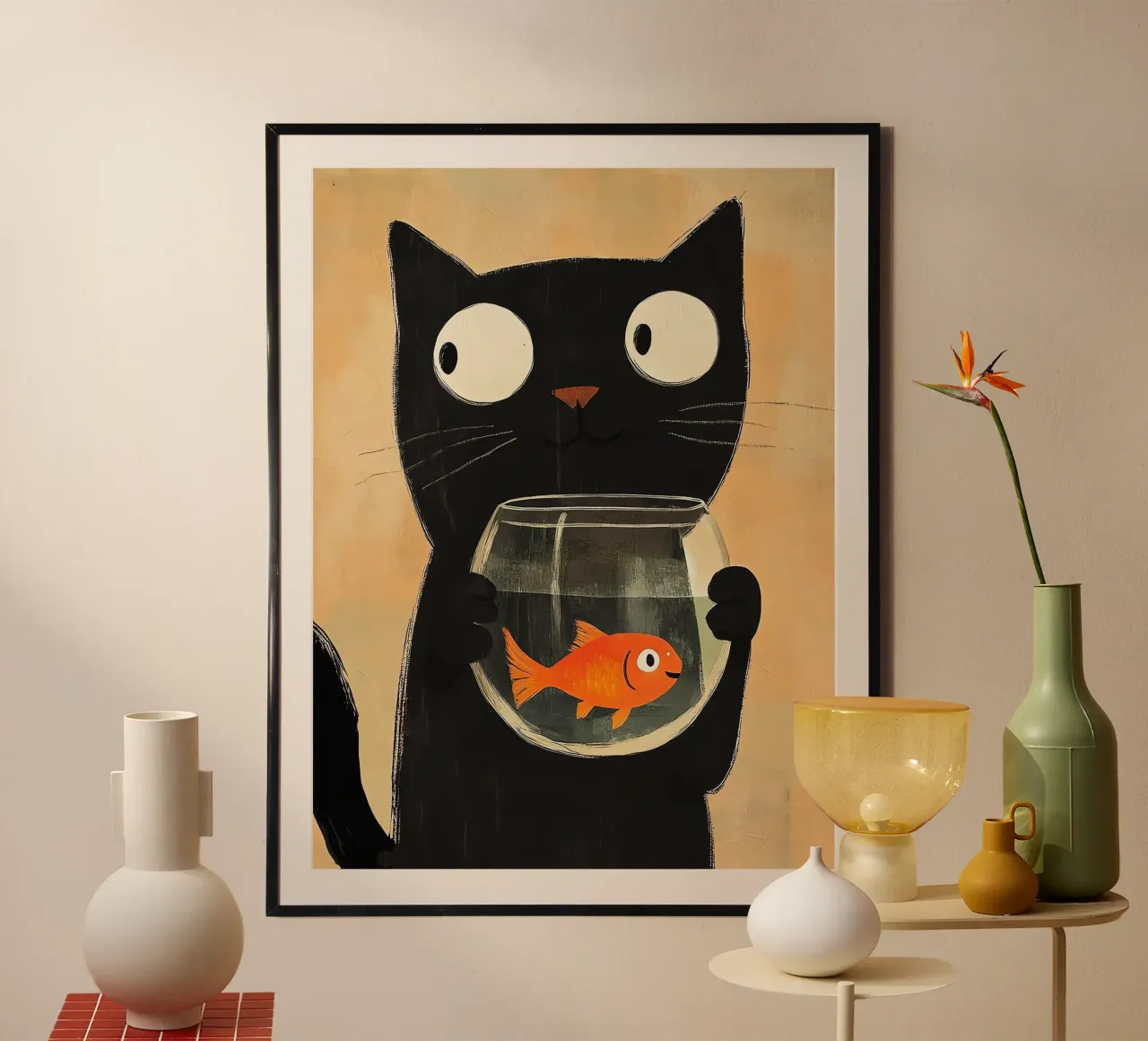 Gatto nero carino carta hahnemühle da Arjun