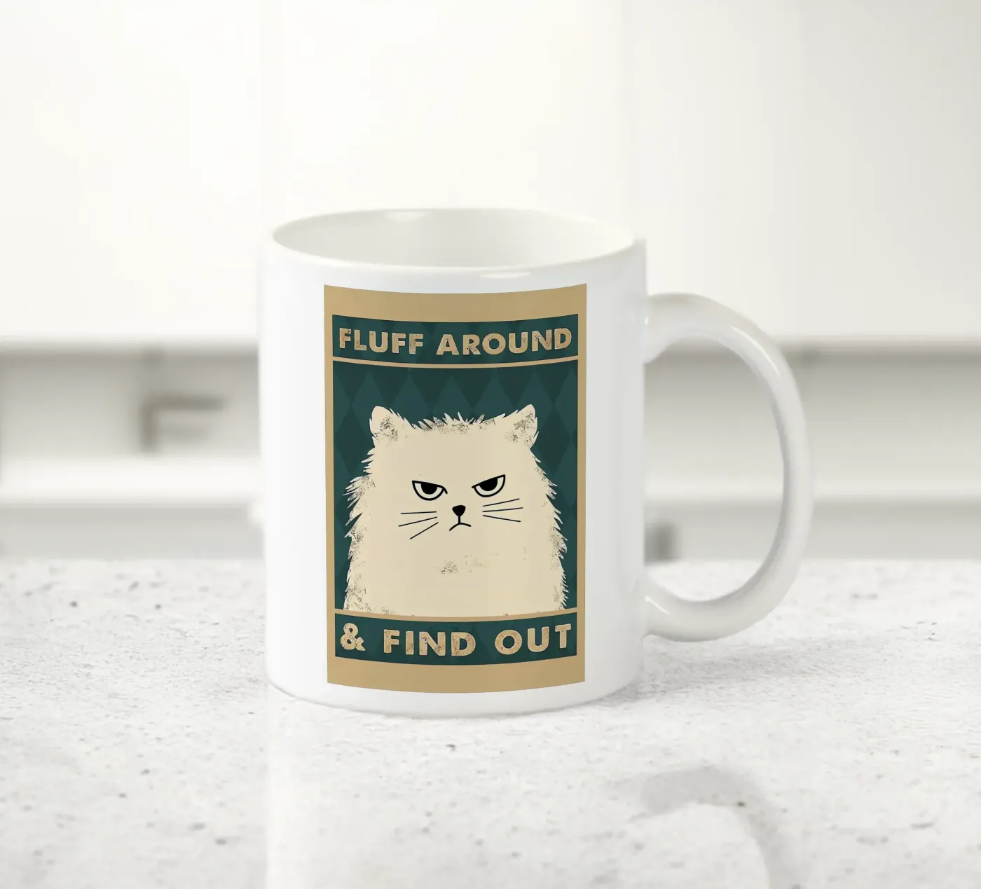 Fluffy Cat ceramic mug by Arjun