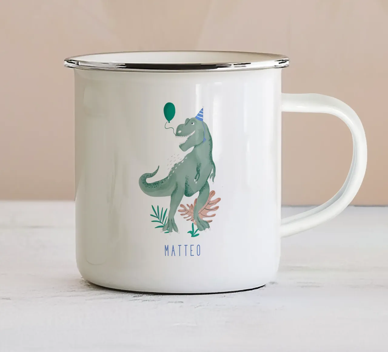 Tyrannosaurus enamel mug by Kartenliebe