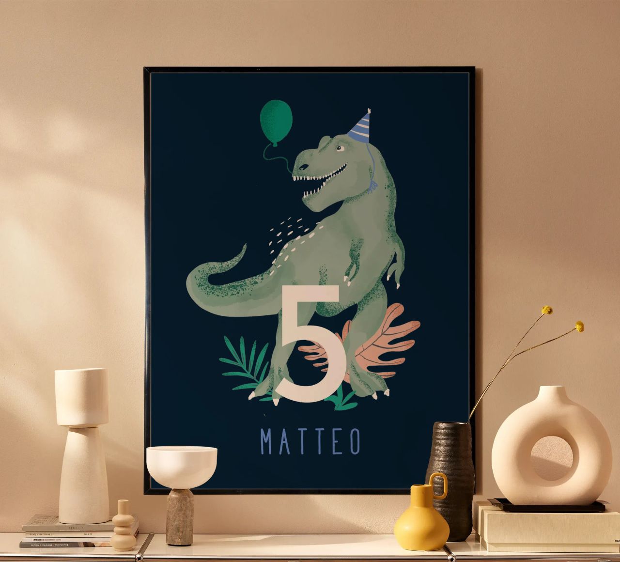 Tyrannosaurus poster avec cadre en plastique de Kartenliebe