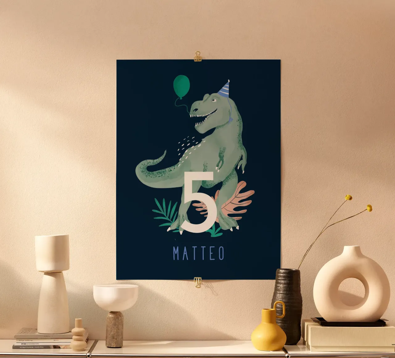 Tyrannosaurus poster with plastic frame by Kartenliebe