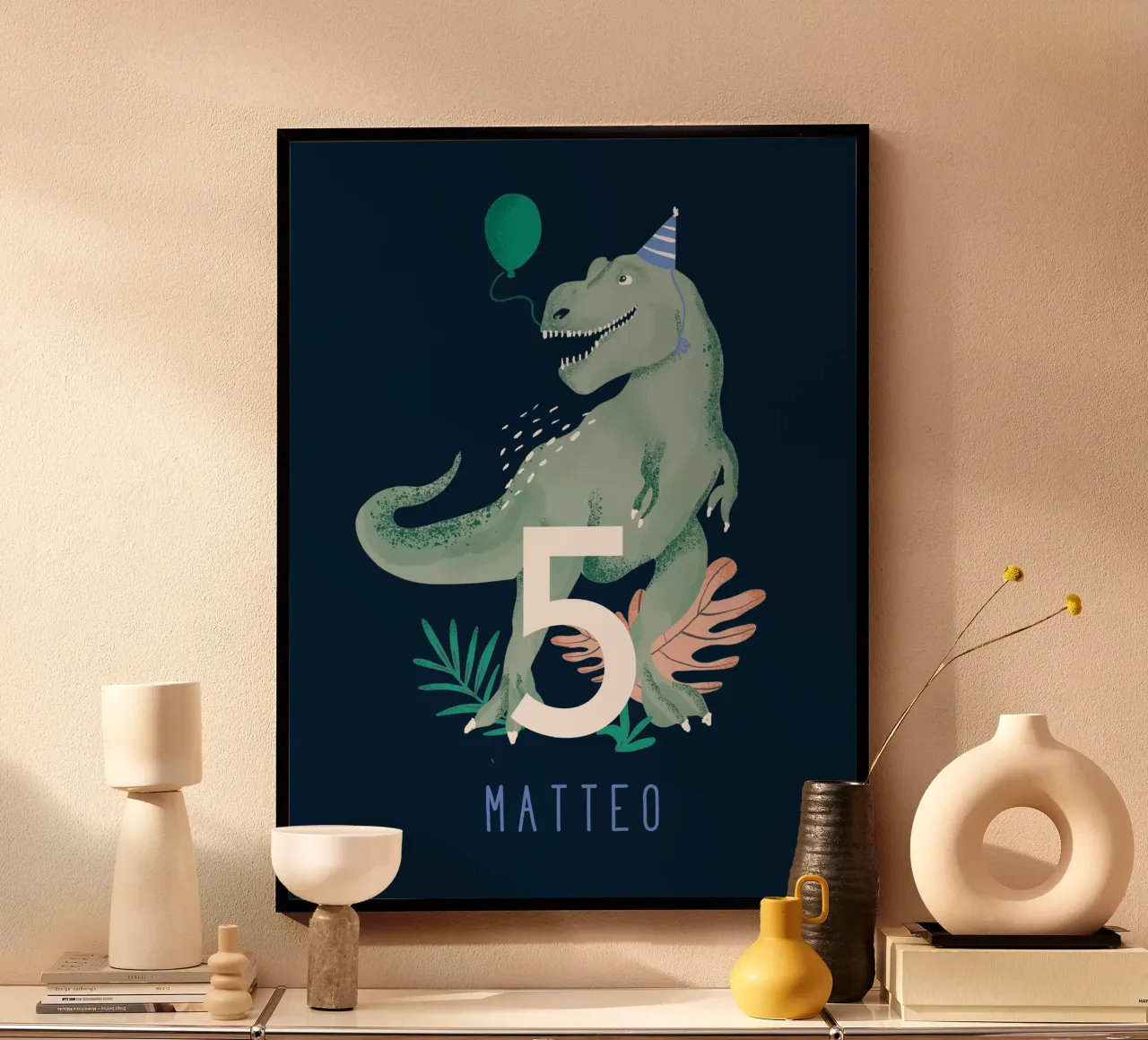 Tyrannosaurus poster with plastic frame by Kartenliebe