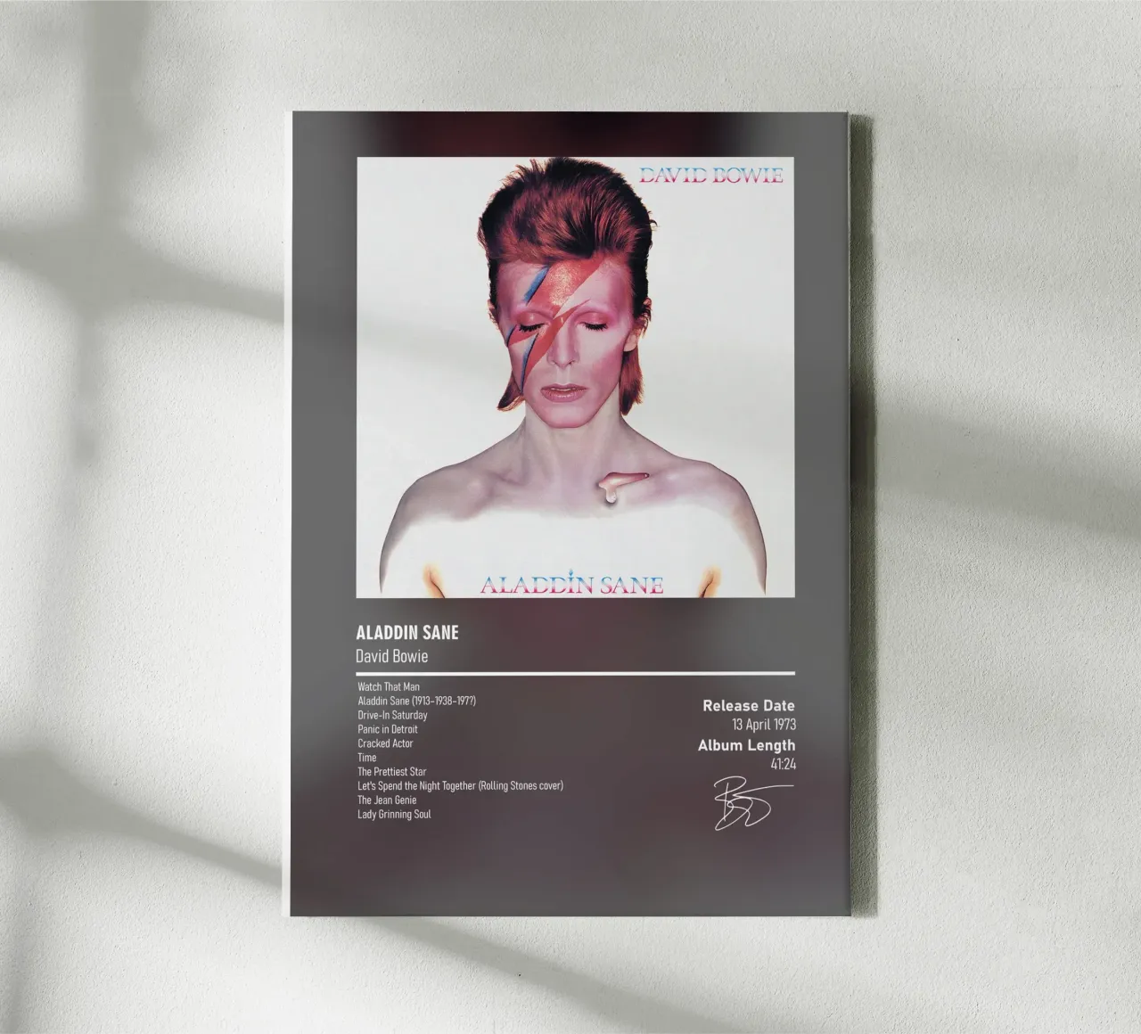 Aladdin Sane By David Bowie tela con Cornice a cassetta da DGUnder
