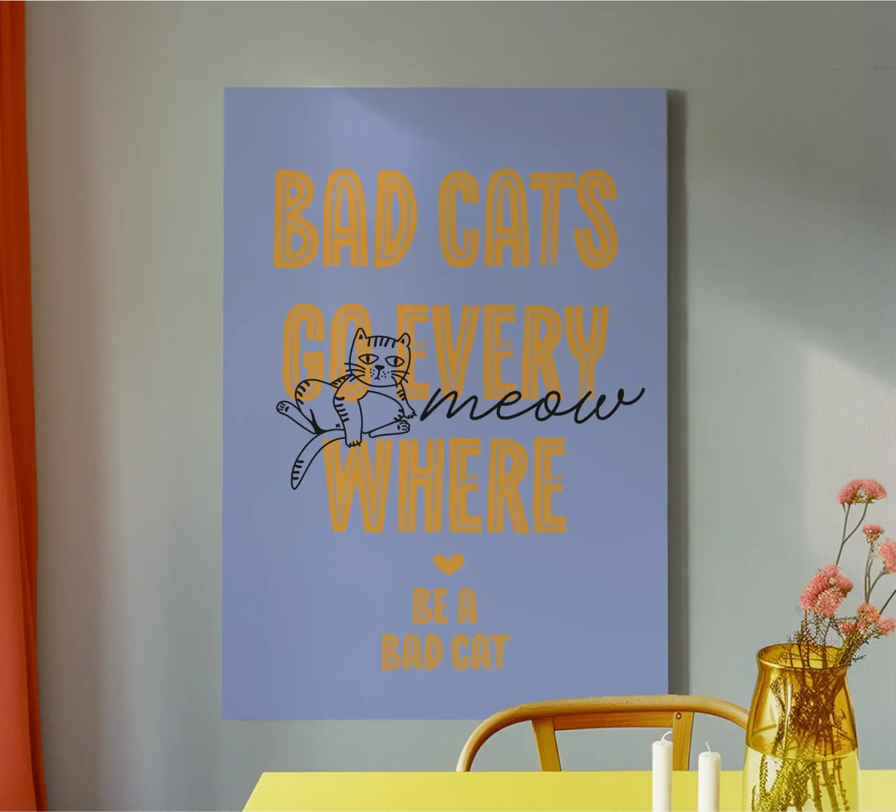 Bad cats go everywhere tela con Cornice a cassetta da Fraysein Design