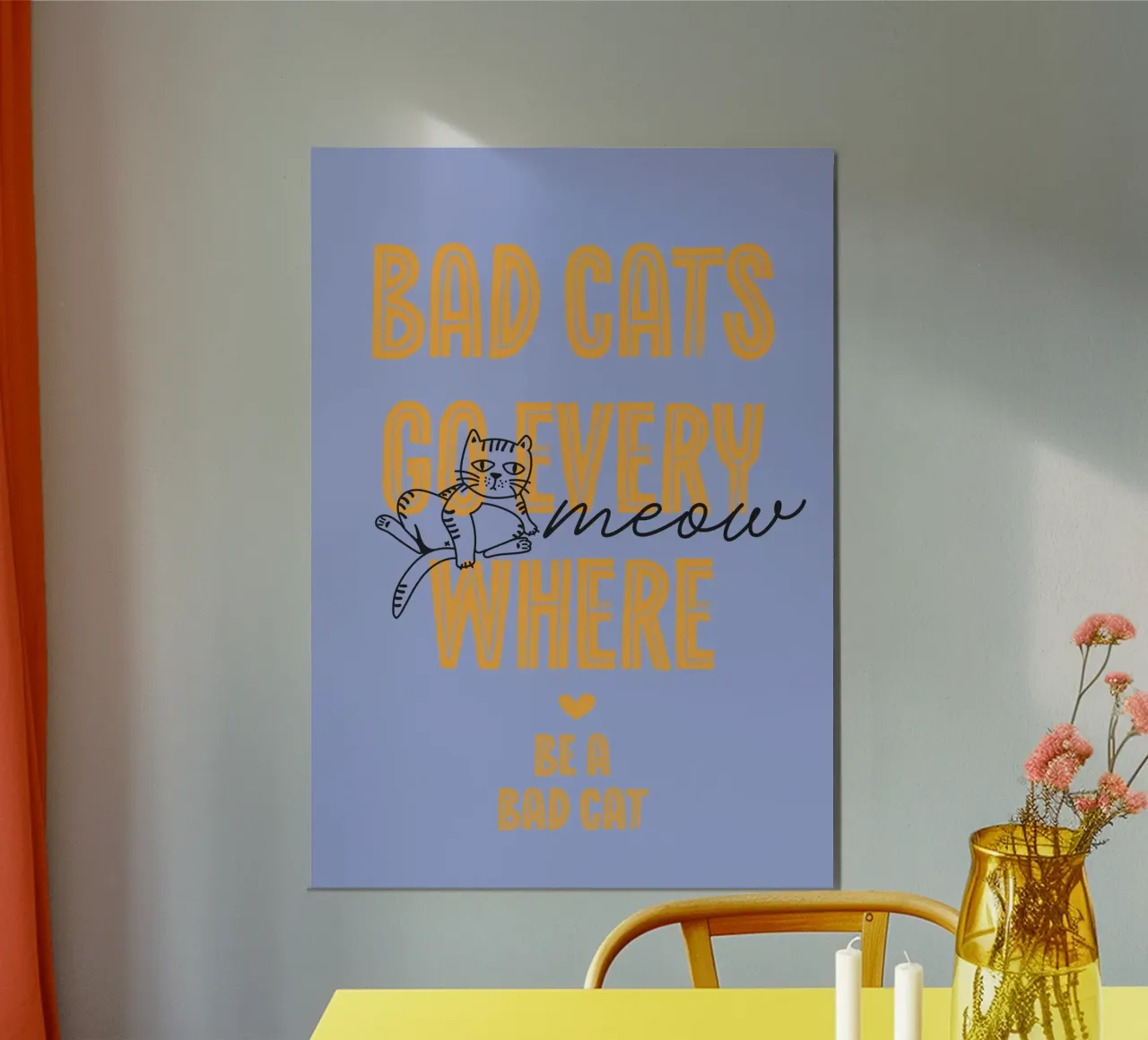 Bad cats go everywhere poster con telaio in plastica da Fraysein Design