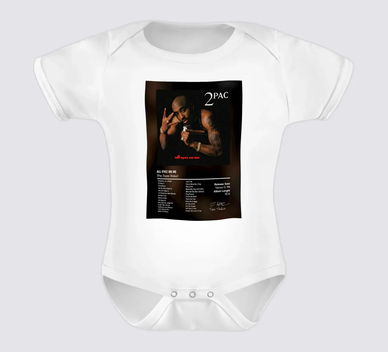 All Eyez on Me By 2Pac Tupac Shakur body neonato maniche corte da DGUnder