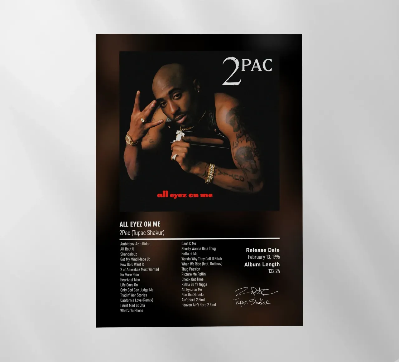 All Eyez on Me By 2Pac Tupac Shakur pellicola backlit da DGUnder