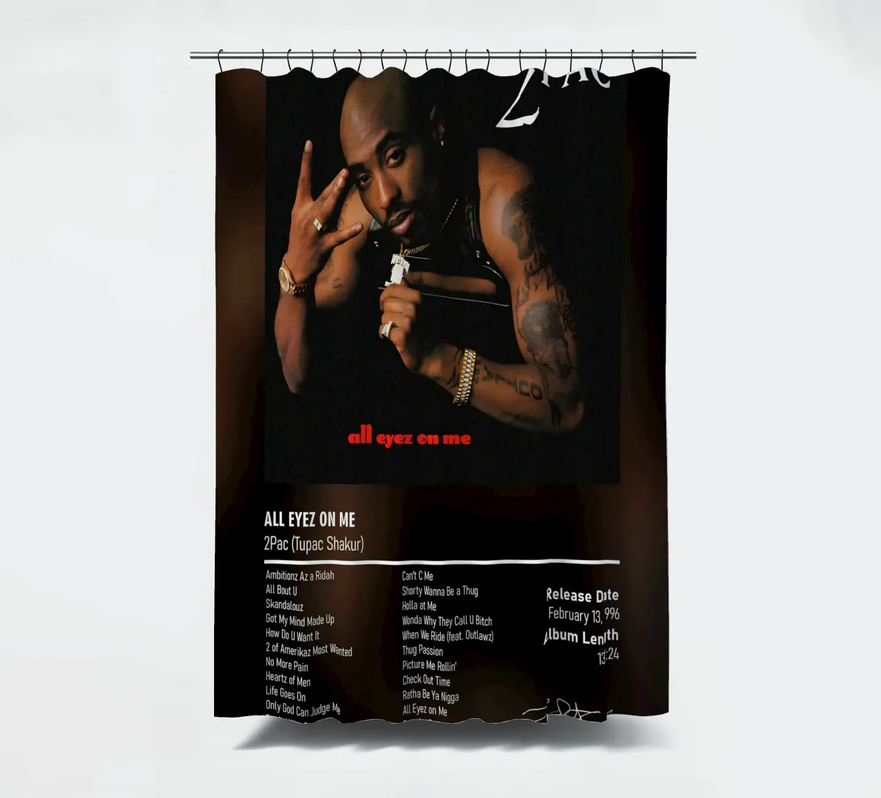 All Eyez on Me By 2Pac Tupac Shakur tenda da doccia da DGUnder
