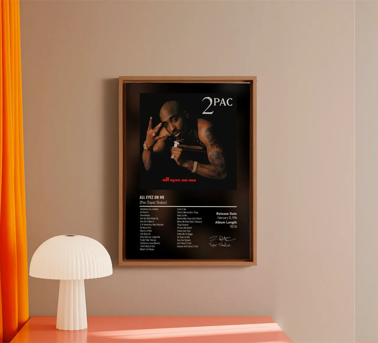 All Eyez on Me By 2Pac Tupac Shakur canvas met Baklijst van DGUnder