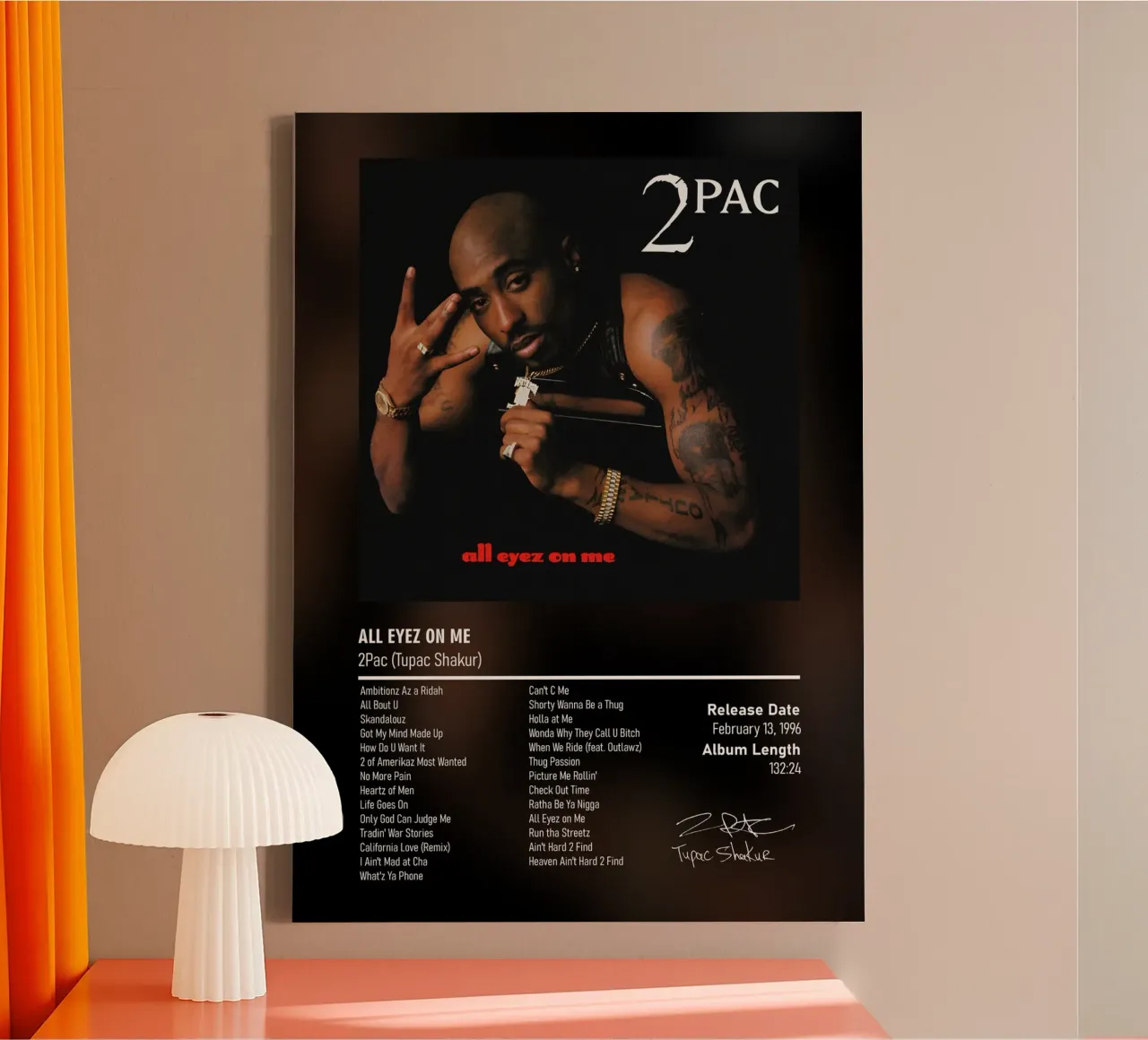 All Eyez on Me By 2Pac Tupac Shakur canvas met Baklijst van DGUnder