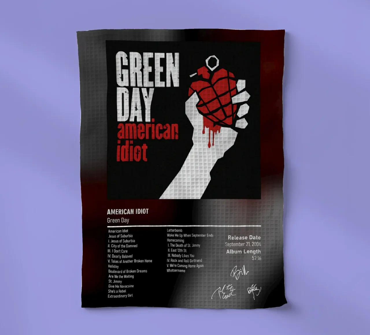 American Idiot By Green Day tea towel by DGUnder