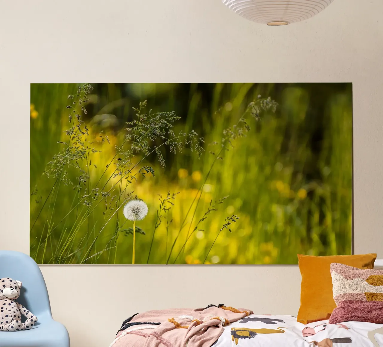 Whispers of a Dandelion poster with wooden frame by Bold Blooms