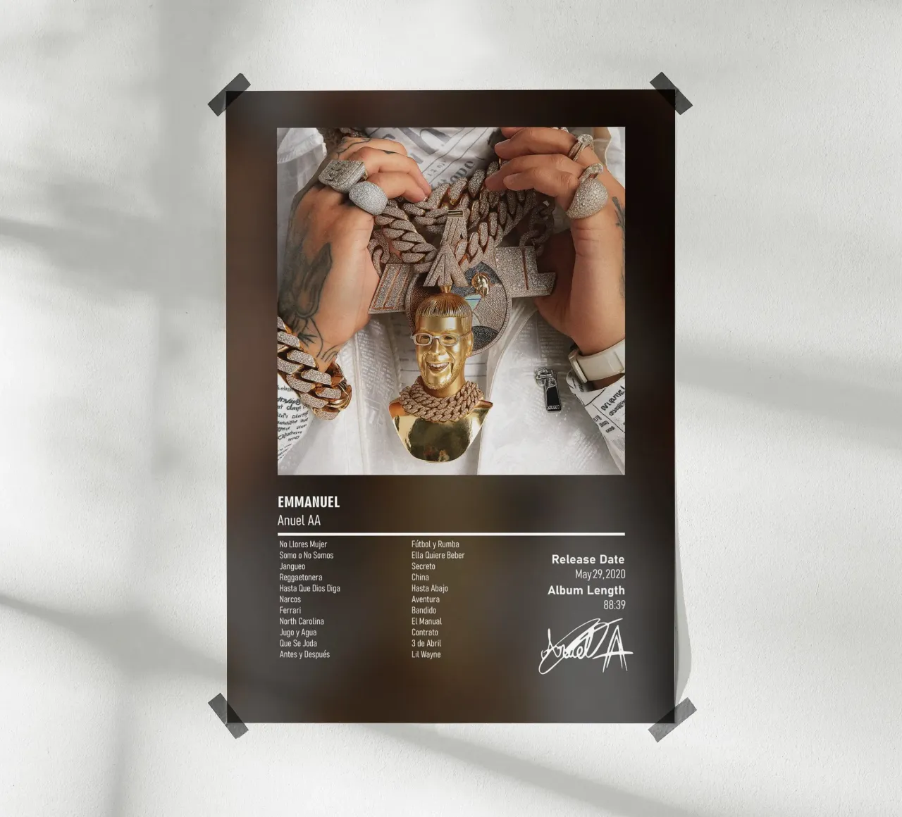 Anuel AA -  Emmanuel poster con telaio in alluminio da DGUnder