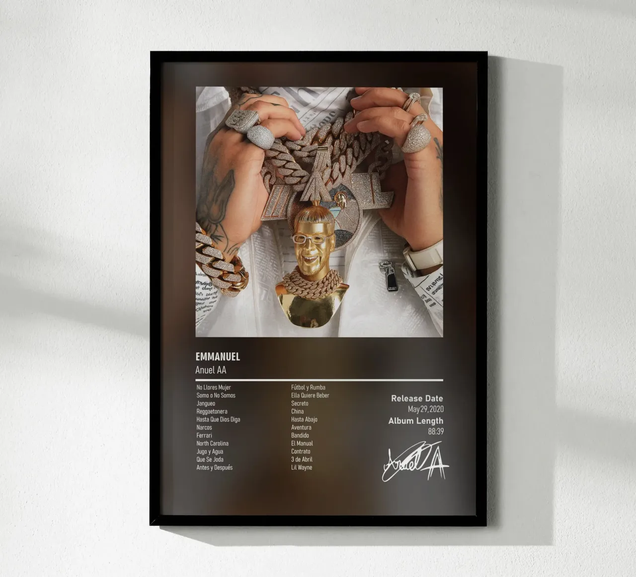 Anuel AA -  Emmanuel poster con telaio in alluminio da DGUnder
