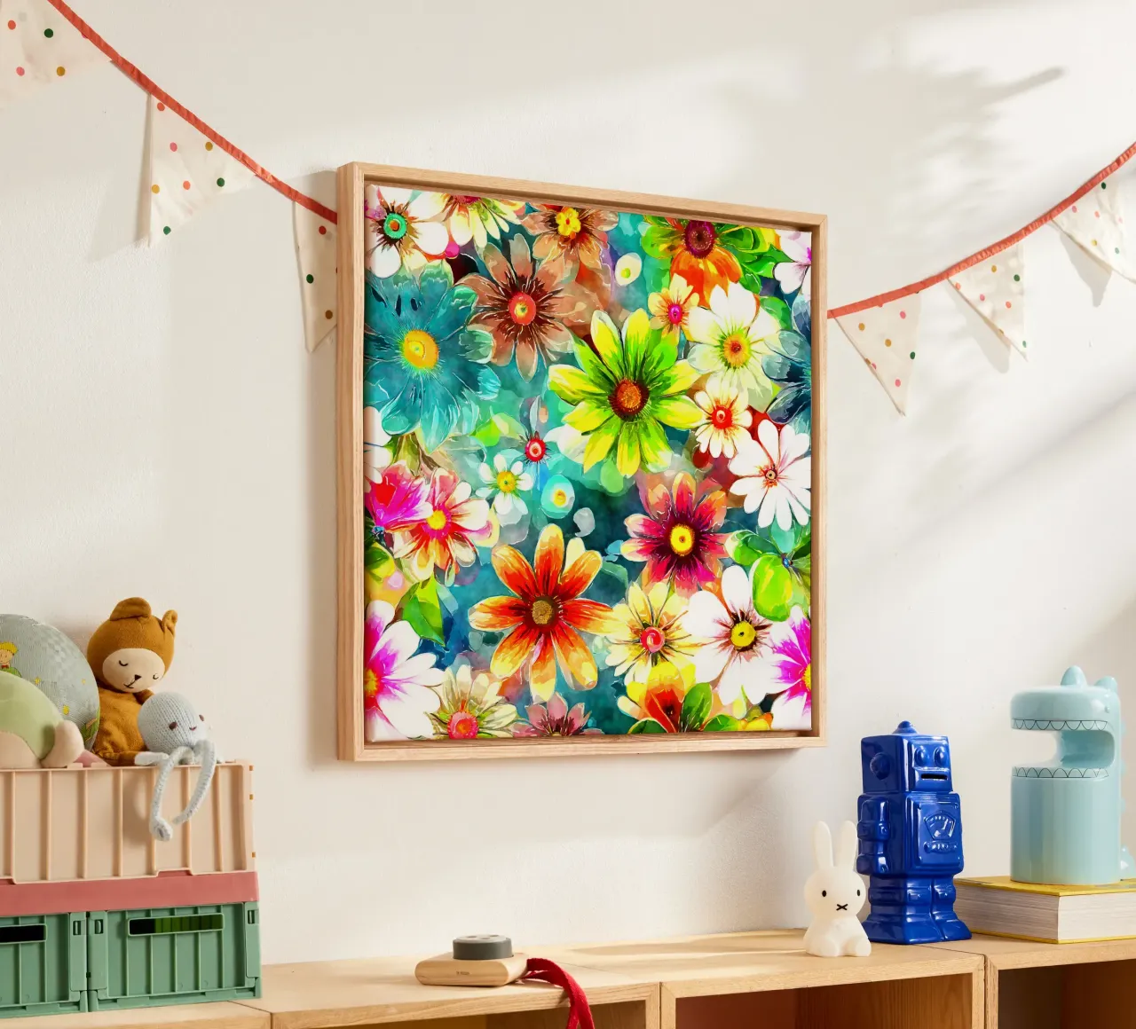 Whispers of the Wild Bloom canvas with Floater frame by Botanical Pattern House
