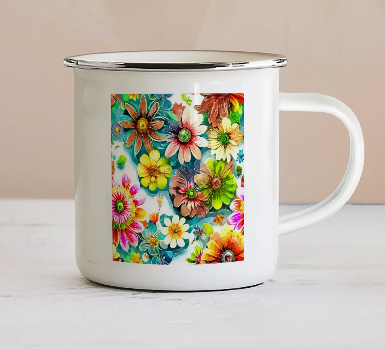 Sussurri della fioritura selvaggia tazza in smalto da Botanical Pattern House