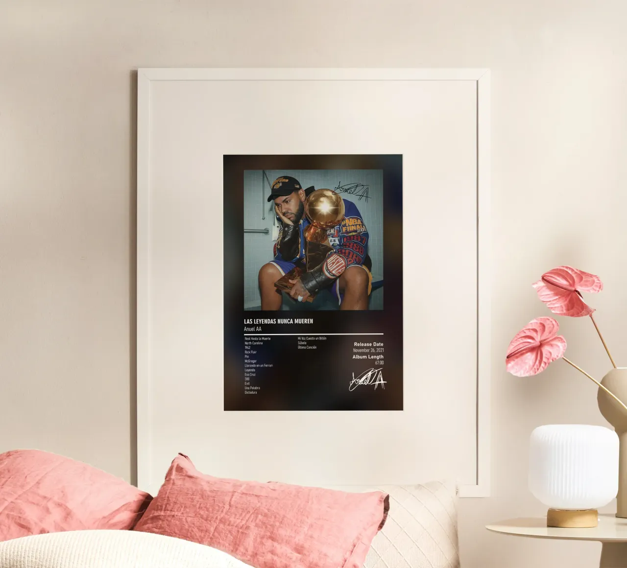 Anuel AA - Las Leyendas Nunca Mueren poster con telaio in legno da DGUnder