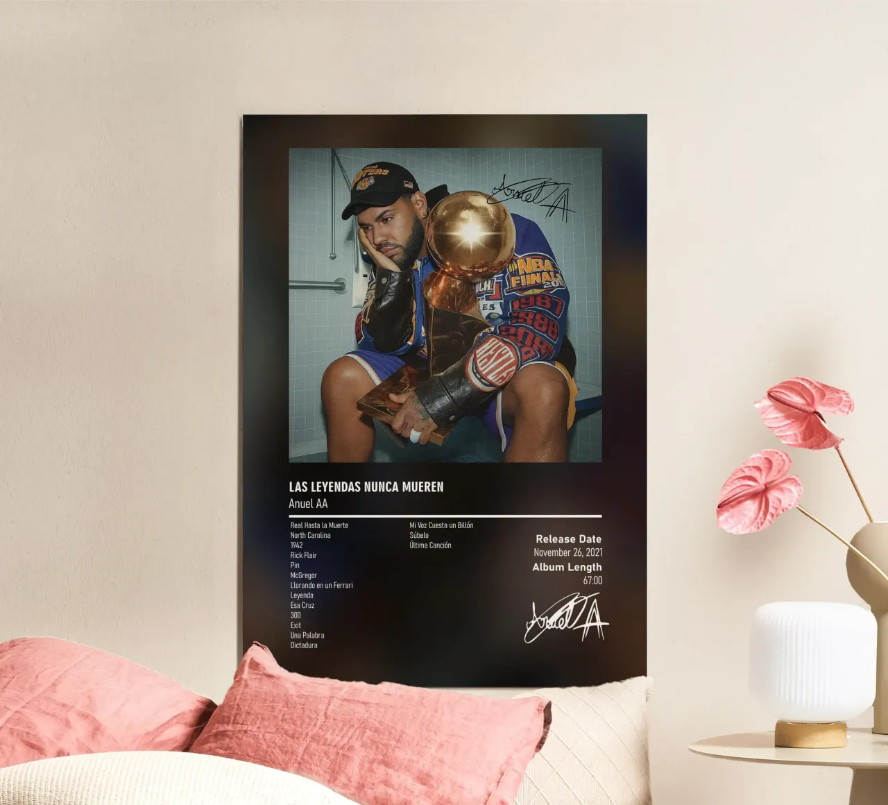 Anuel AA - Las Leyendas Nunca Mueren poster con telaio in legno da DGUnder