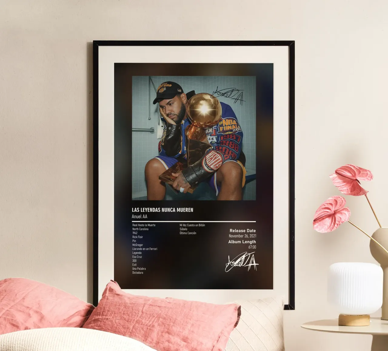 Anuel AA - Las Leyendas Nunca Mueren poster con telaio in legno da DGUnder