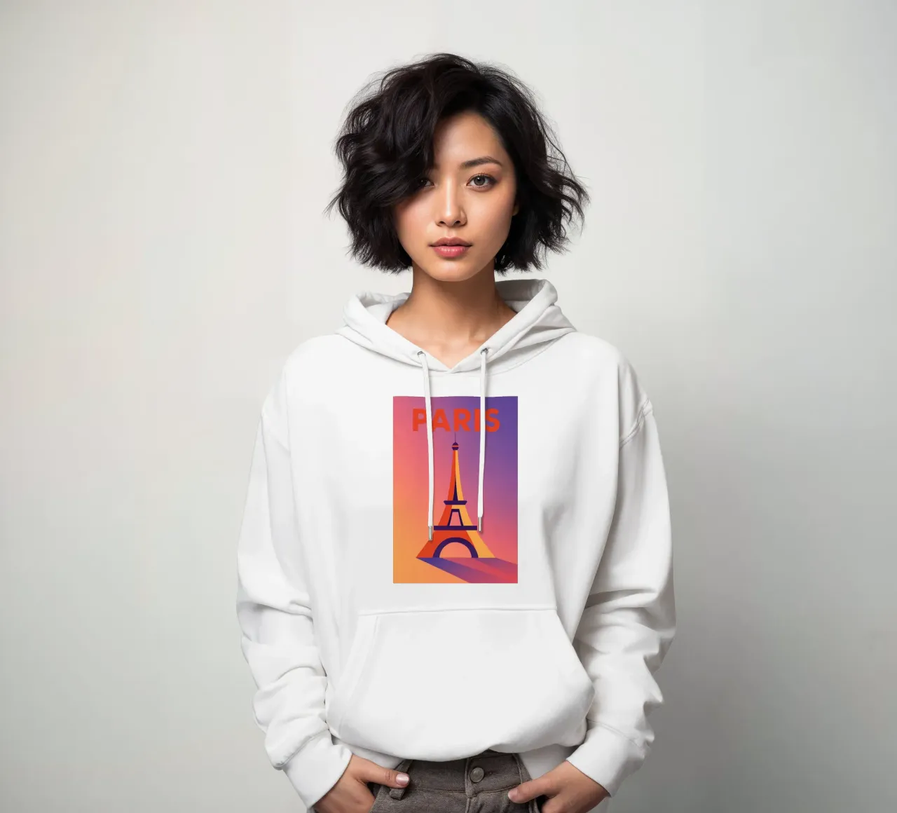 PARIGI - La Tour Eiffel in un tramonto grafico felpa con cappuccio da JETLAG | affiches voyage