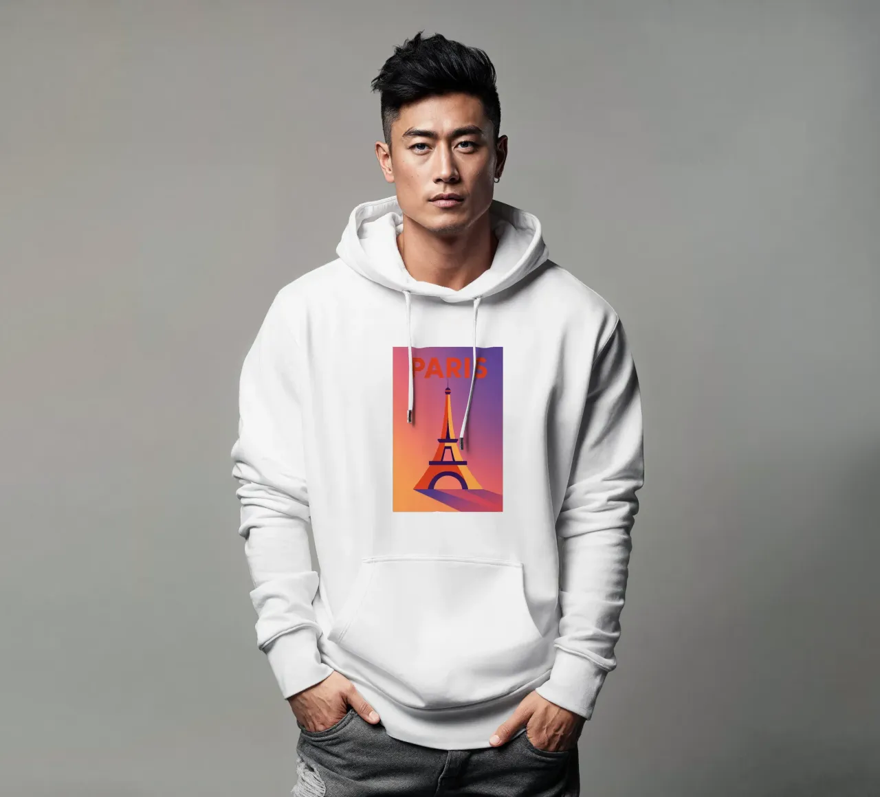 PARIGI - La Tour Eiffel in un tramonto grafico felpa con cappuccio da JETLAG | affiches voyage