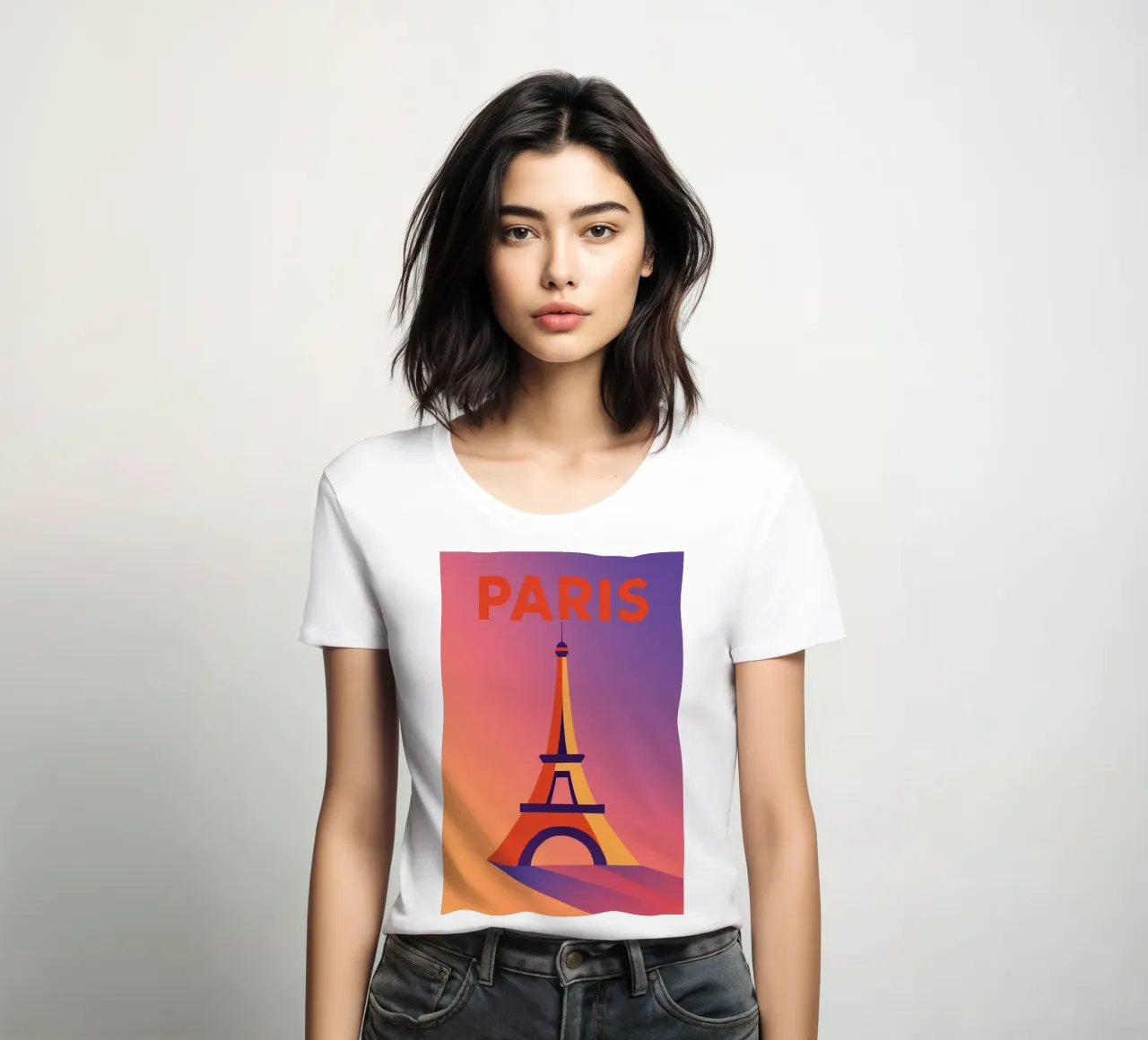 PARÍS - La Torre Eiffel en un atardecer gráfico camiseta de mujer de JETLAG | affiches voyage