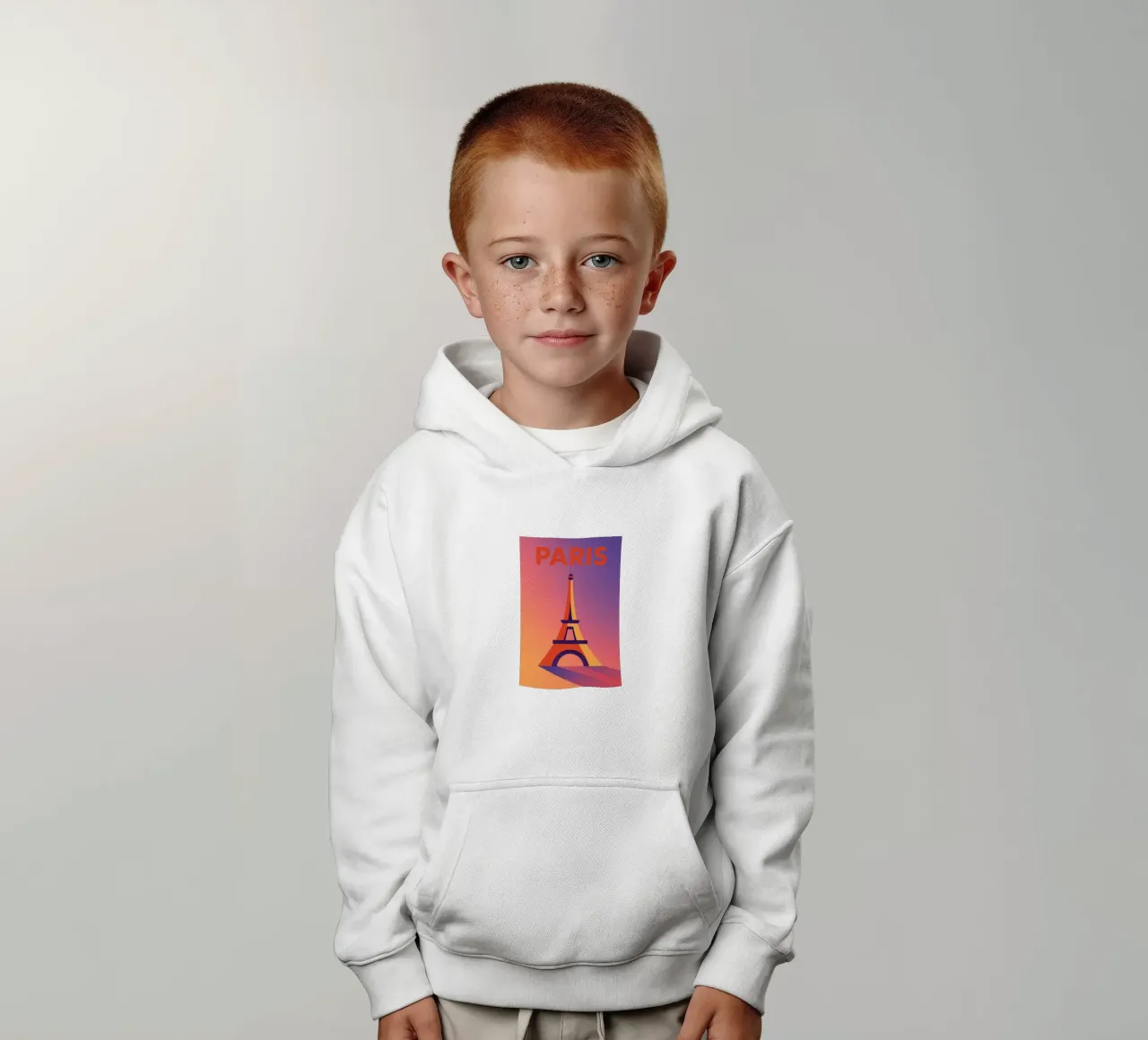 PARIGI - La Tour Eiffel in un tramonto grafico felpa bambino con cappuccio da JETLAG | affiches voyage