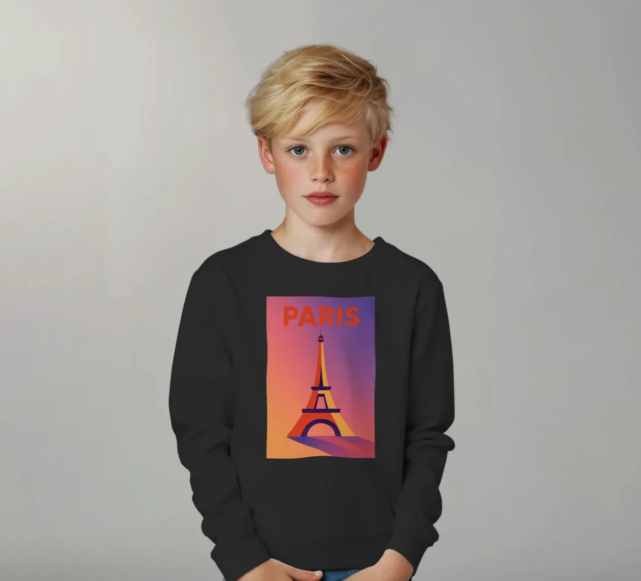 PARIGI - La Tour Eiffel in un tramonto grafico felpa bambino da JETLAG | affiches voyage