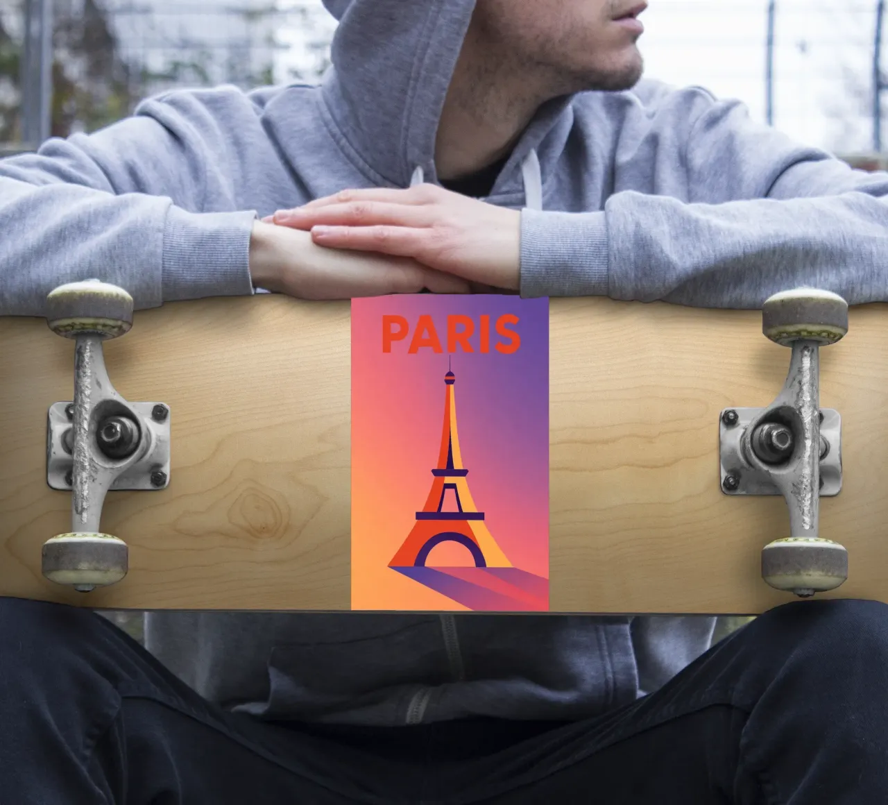 PARIGI - La Tour Eiffel in un tramonto grafico adesivo da JETLAG | affiches voyage