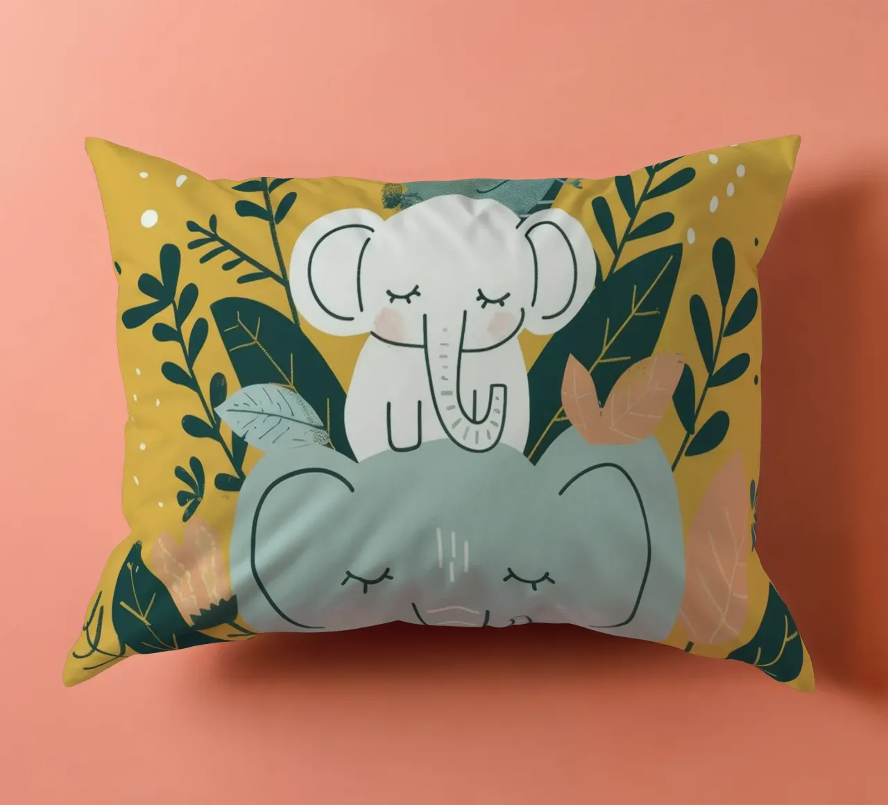 Dromerige olifant totem kussen van DesignDoodle