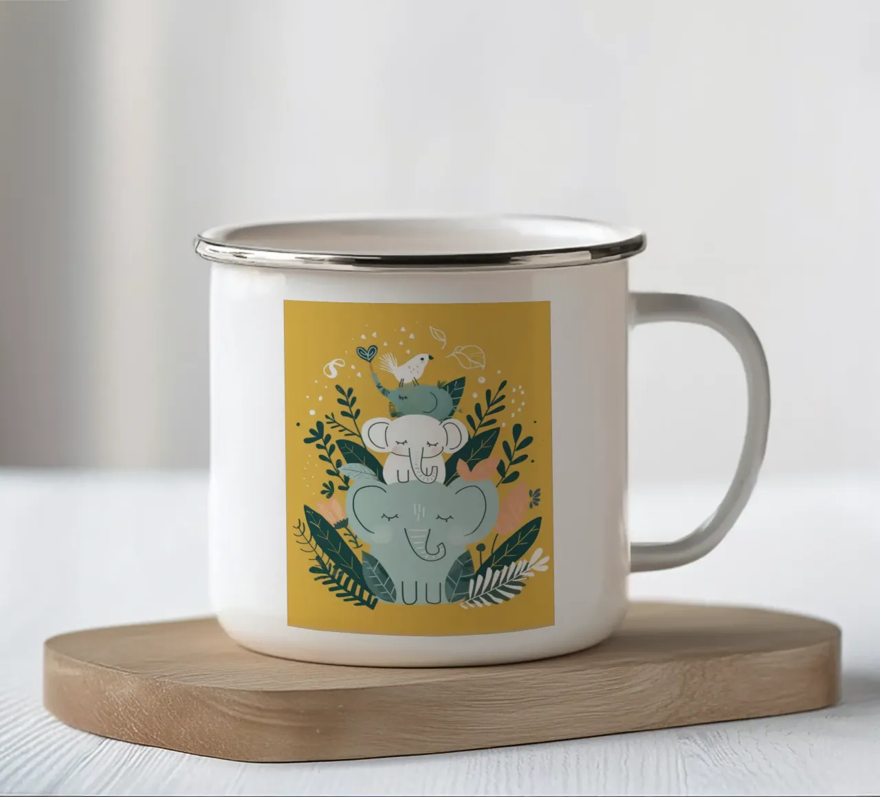 Totem Elefante sognante tazza in smalto da DesignDoodle